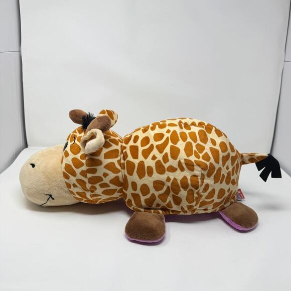 2015 Flip A Zoo Geo Giraffe Ava Hippo 2 in 1 Reversible Purple Brown 19" Plush - Picture 4 of 12